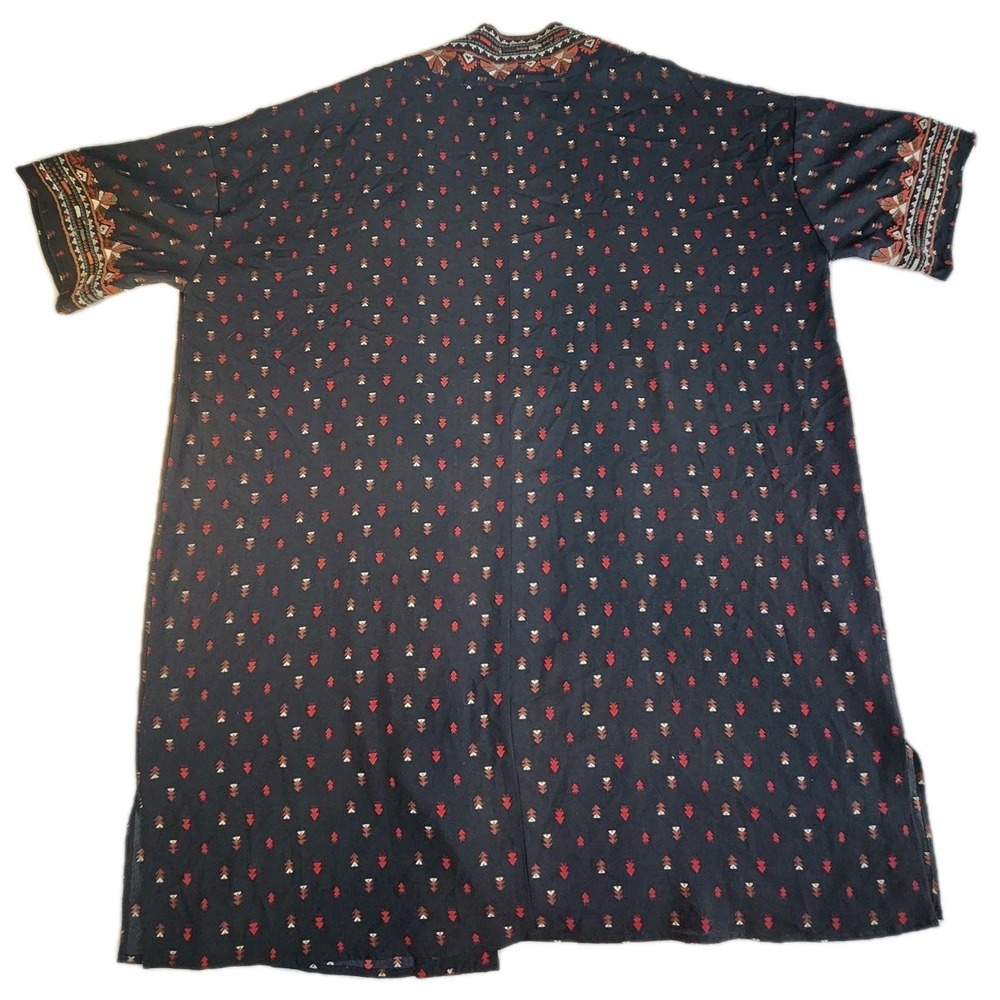 MISS ME Kimono Cardigan Womens Medium Black Southwest Tribal Sheer Short Sleeves - Picture 2 of 6